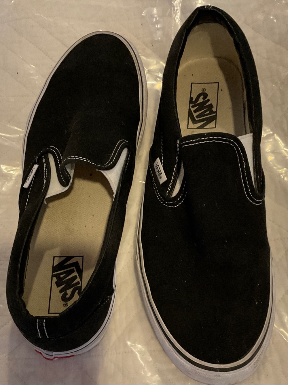Vans Black & White Slip-On Sneakers